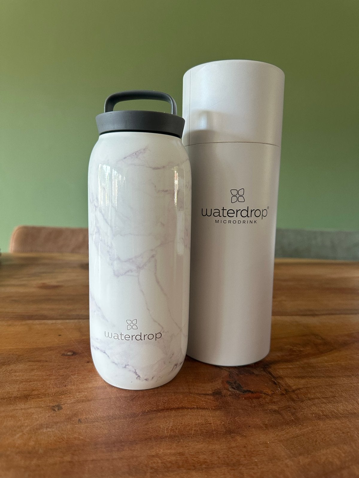 Waterdrop Microdrink fles - Marmer design, Nieuw, Ophalen of Verzenden, Wit, Metaal