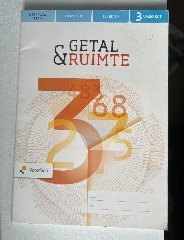 Getal en ruimte wiskunde 3 VMBO KGT Werkboek deel 2, VMBO, Overige vakken, Noordhoff, Ophalen of Verzenden