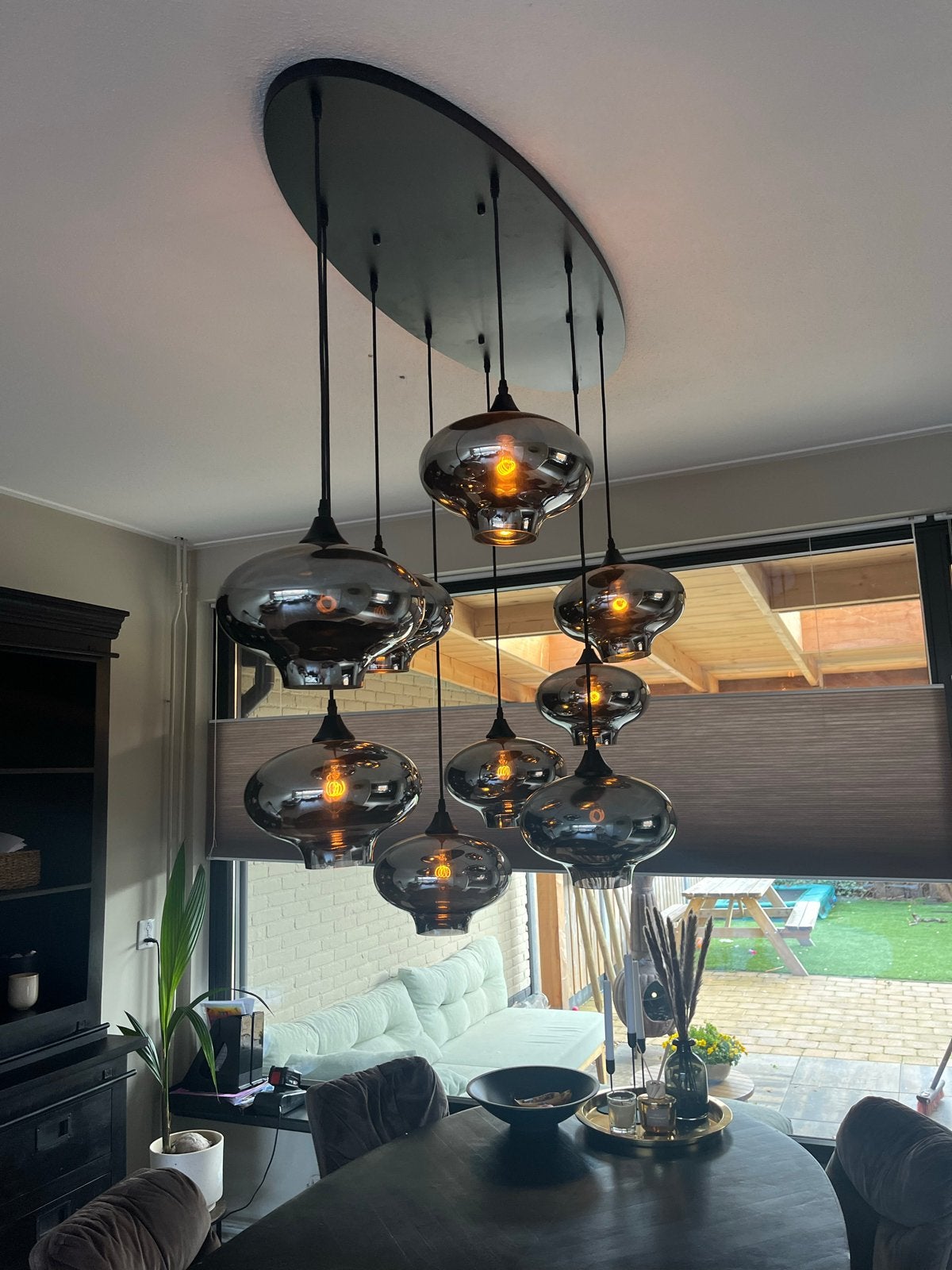 Hanglamp 9-lichts BY EEFFY, Ophalen, Zo goed als nieuw, Glas