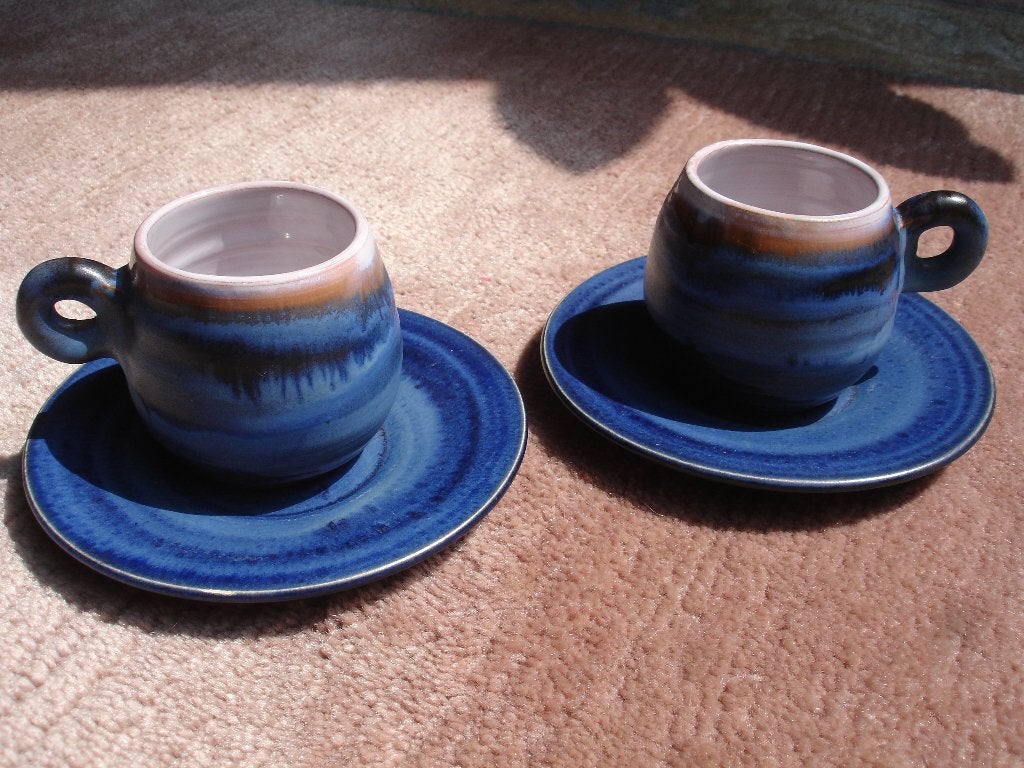 Kop & schotels (2 stuks), Poterie Ludovic, Jura (39), France, Overige merken, Keramiek, Ophalen of Verzenden, Zo goed als nieuw
