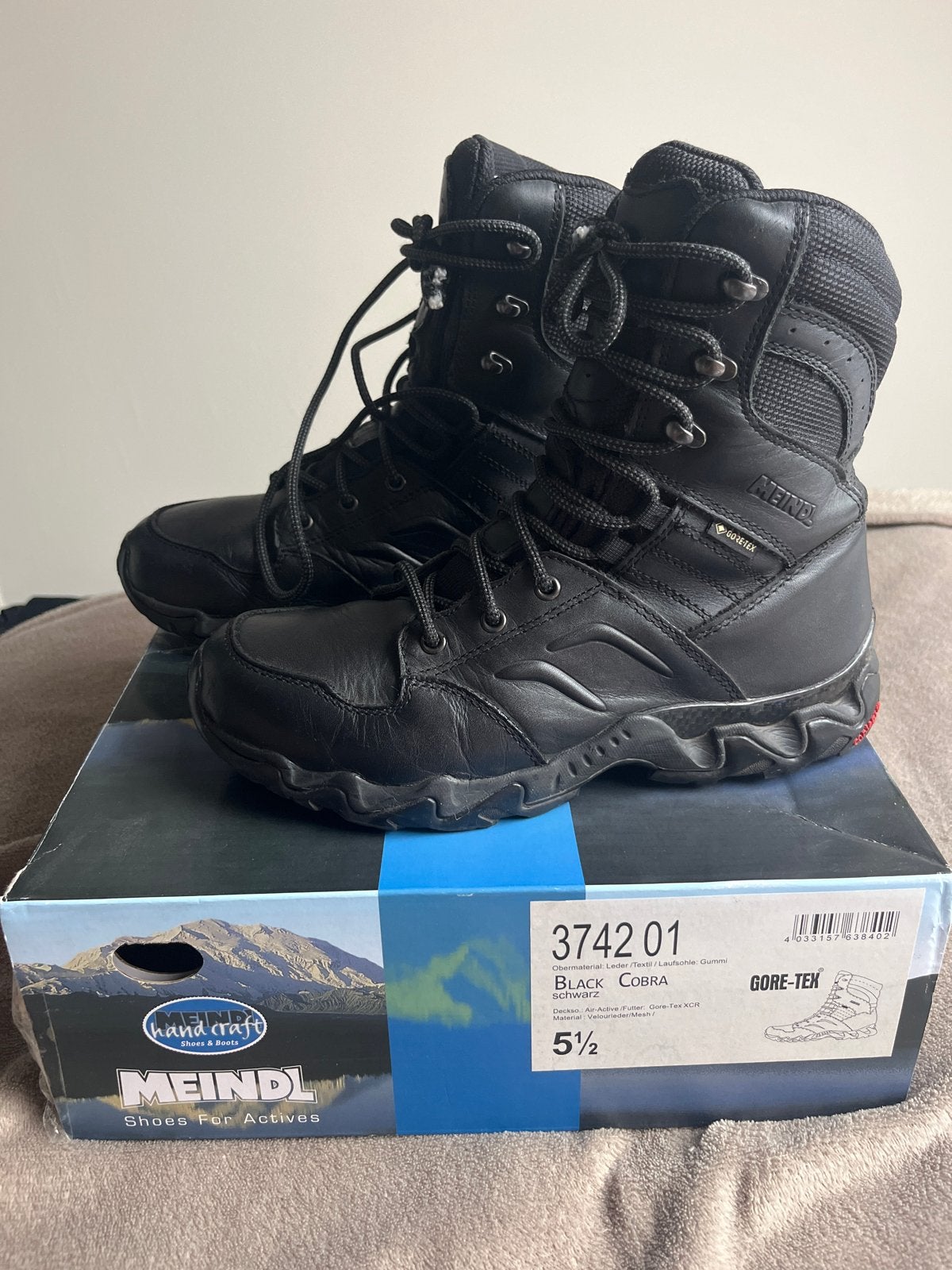 Meindl Black Cobra Gore-Tex wandelschoenen maat 5.5, Ophalen of Verzenden, Gebruikt, Schoenen