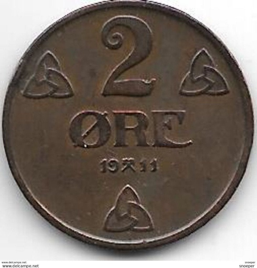 norway 2 ore 1911 km 371 vf+ catalog val 50,00$, Verzenden, Overige landen, Losse munt