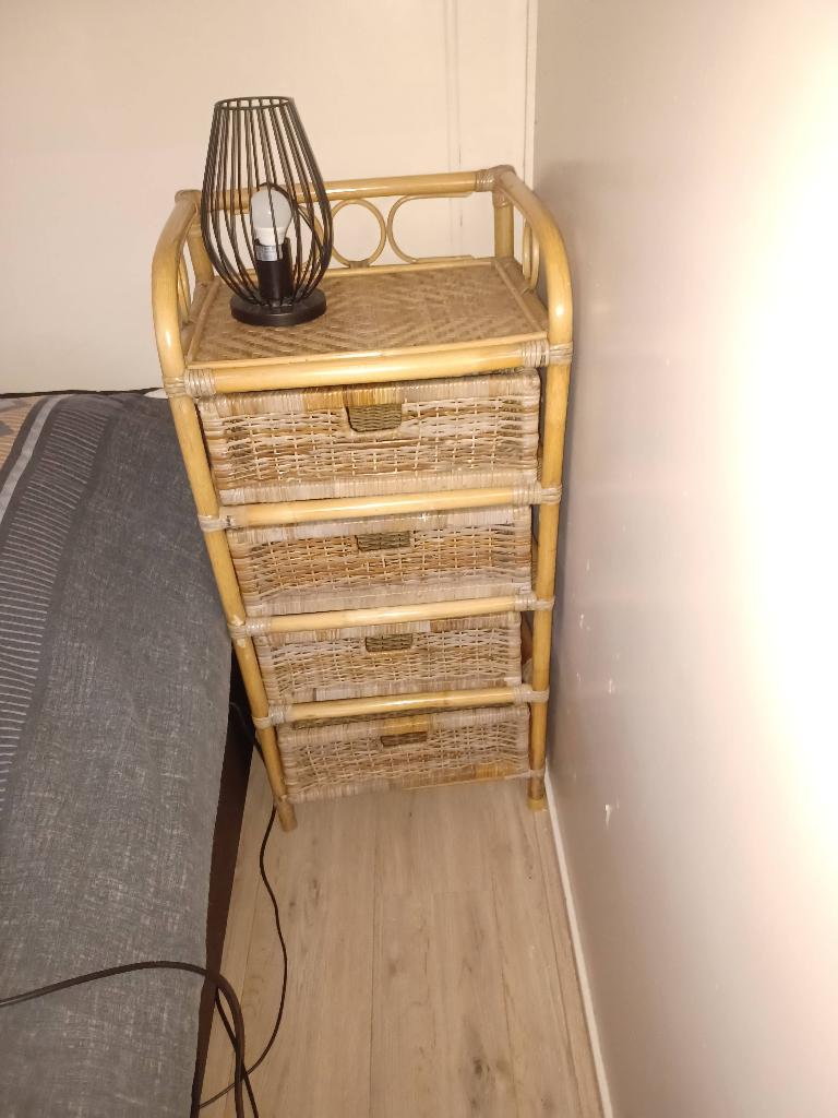 Rieten ladekastje 4 lades, Huis en Inrichting, Kasten | Ladekasten, Overige materialen, Zo goed als nieuw, 3 of 4 laden, Minder dan 100 cm