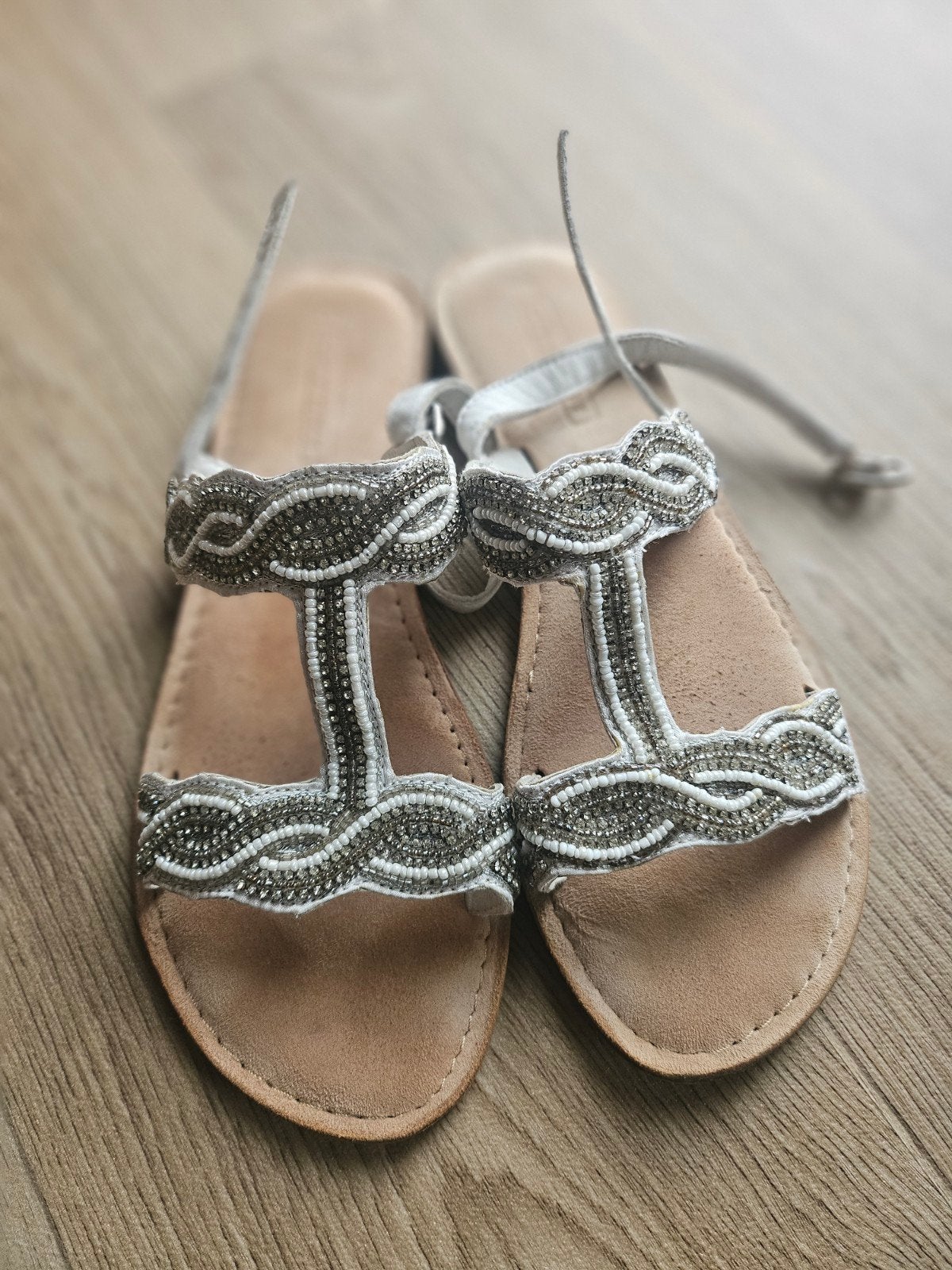 5th Avenue Sandalen met kralen, maat 39, Wit, 5th Avenue, Gedragen, Sandalen of Muiltjes