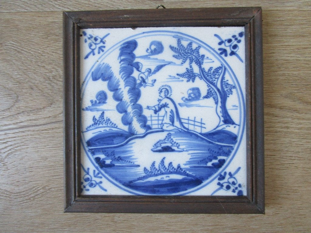 Antiek Delfts blauwe bijbel tegel 18e eeuw, Antiek en Kunst, Ophalen of Verzenden
