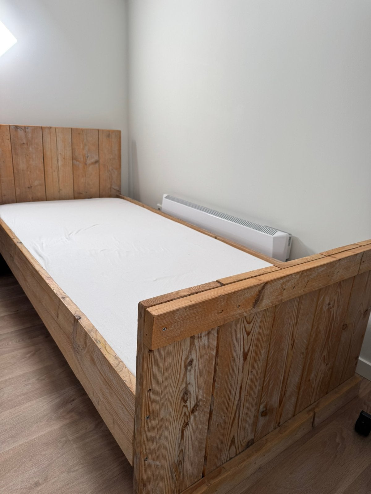 Een persoons steigerhot bed, Ophalen, 90 cm, Eenpersoons, Wit