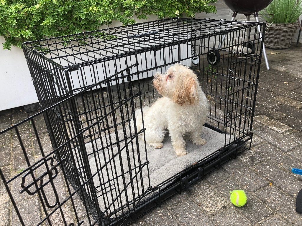 Bech voor hond zwart maat S 76 x 48 x 58 cm, Dieren en Toebehoren, Hondenbenches, Ophalen, Gebruikt