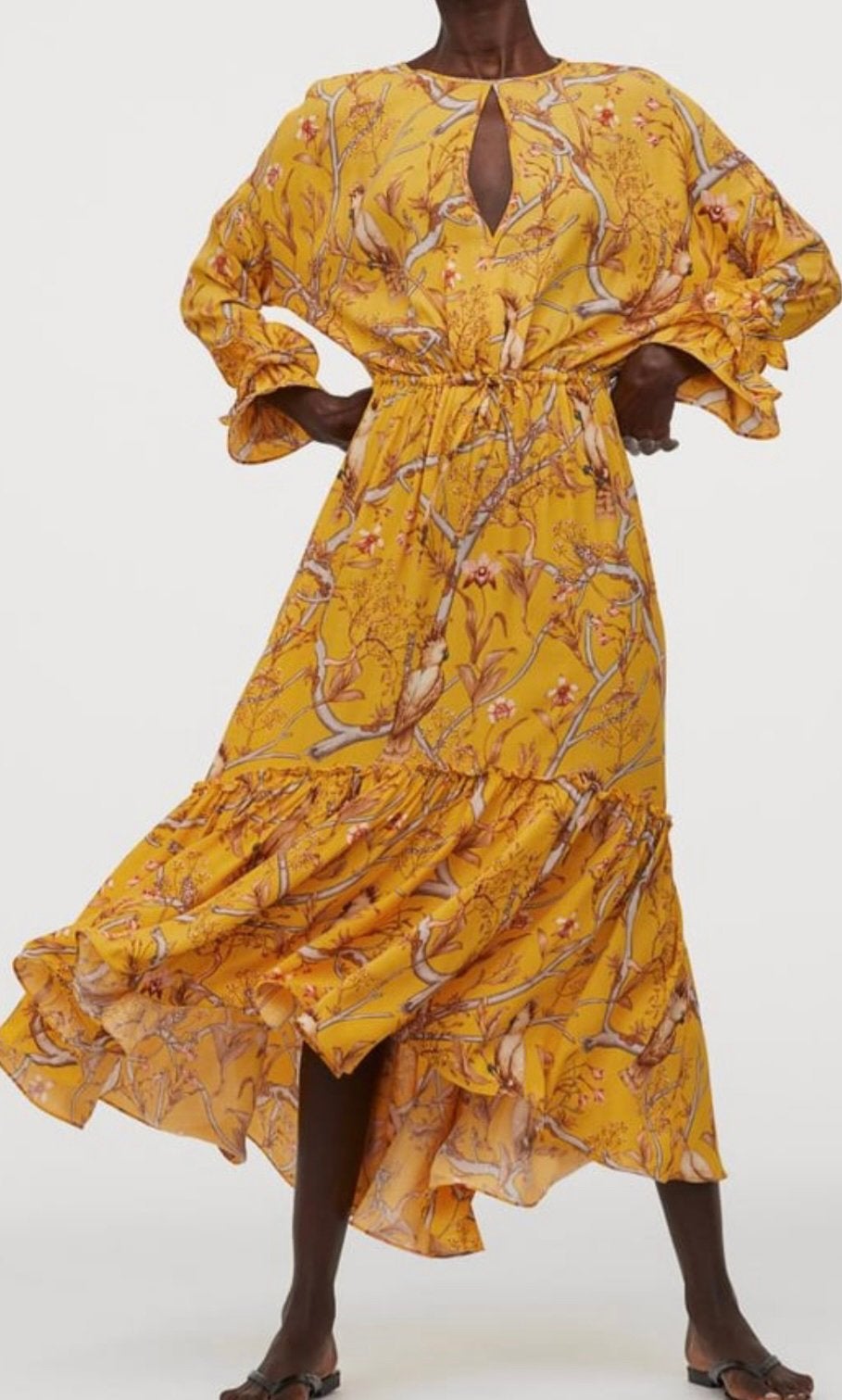 Gele zomerjurk van Johanna Ortiz X H&M, maat M, Verzenden, Zo goed als nieuw, Maat 38/40 (M), Geel