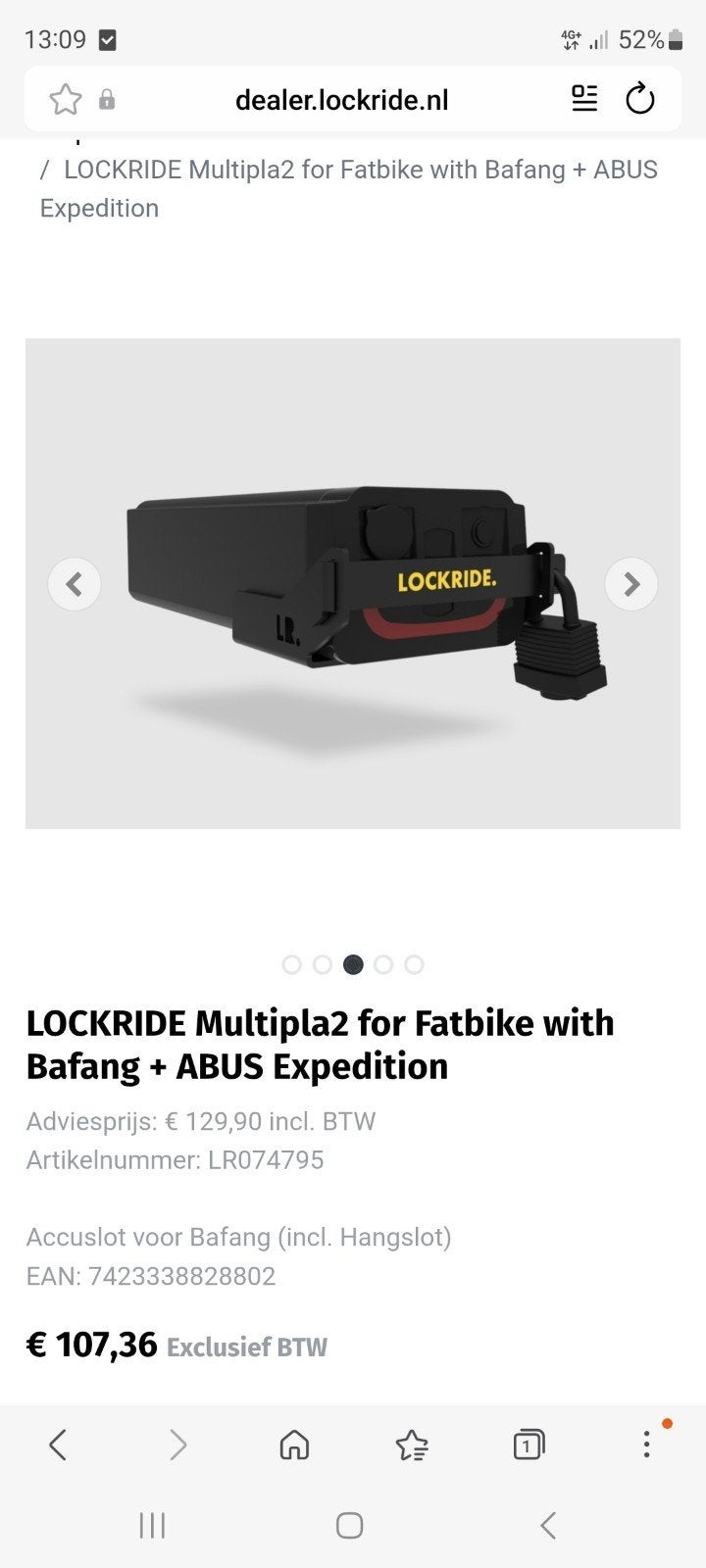 Nieuwe Lockride accuslot voor Knaap fatbike LR074795, Ophalen, Nieuw, Lockride, Nvt