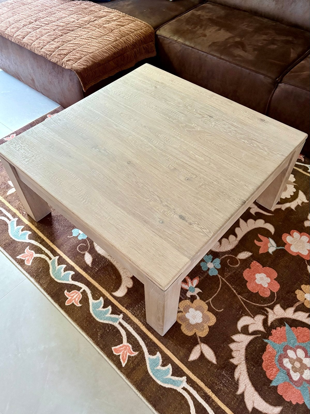Eikenhouten vierkante salontafel met lades, Ophalen, 50 tot 100 cm, 50 tot 100 cm, Zo goed als nieuw