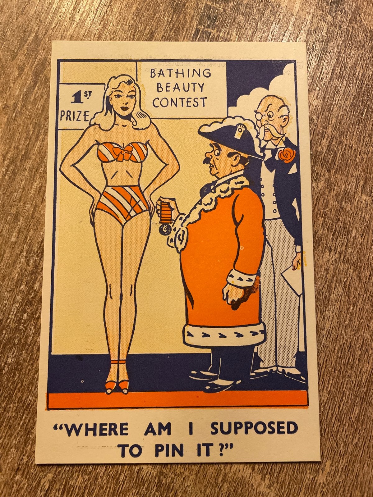 Vintage Ansichtkaart: Badpak Schoonheidswedstrijd Humor, Ophalen of Verzenden, 1940 tot 1960, Ongelopen, Overige thema's