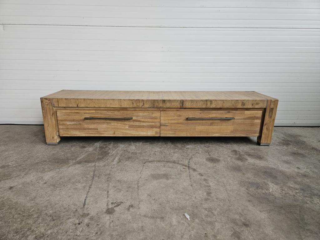 Robuust houten tv-meubel met lade en kastje, 50 tot 100 cm, 100 tot 150 cm, Ophalen of Verzenden, Zo goed als nieuw