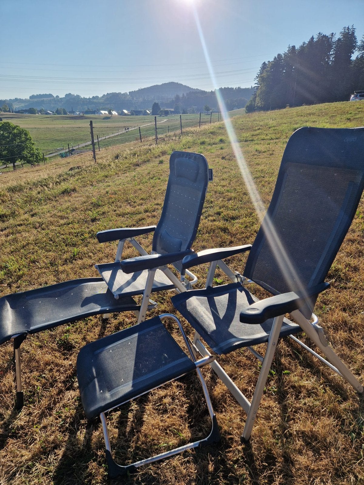 2 Crespo campingstoelen met 2 voetensteun, Ophalen, Gebruikt, Campingstoel