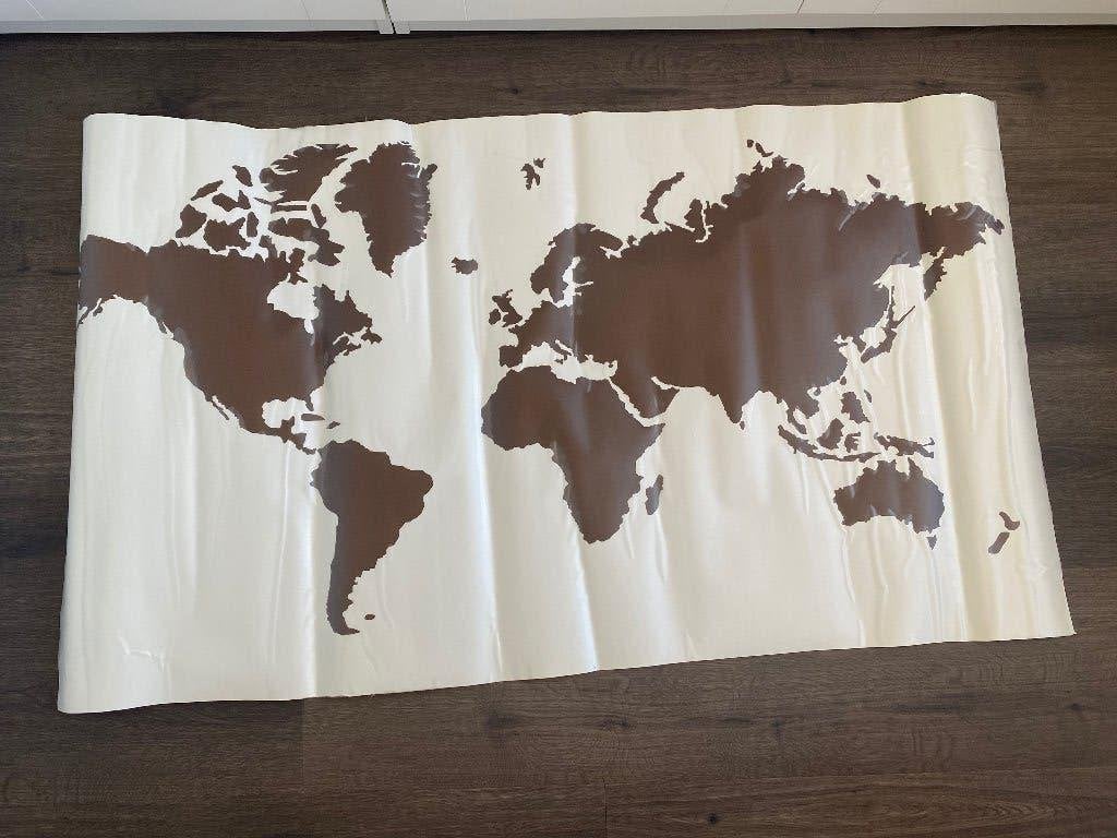 wereldkaart poster muursticker, Ophalen, Bruin, 120 cm, 70 cm