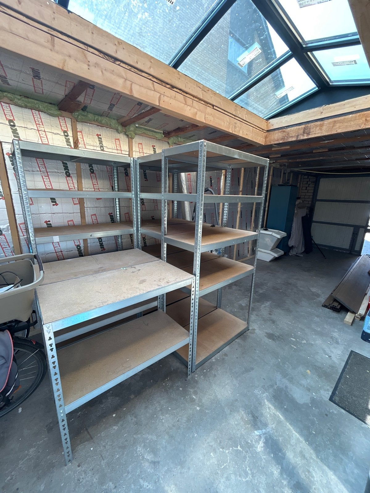 6 Stevige metalen stellingkast met houten planken, Huis en Inrichting, Ophalen, Gebruikt