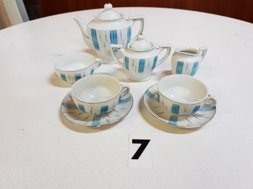 Mini servies nr. 7, blauw wit, 8-delig, Ophalen of Verzenden, 'T Olde Gre-j, Info@toldegrej.nl, Endepoelstraat 20f Didam