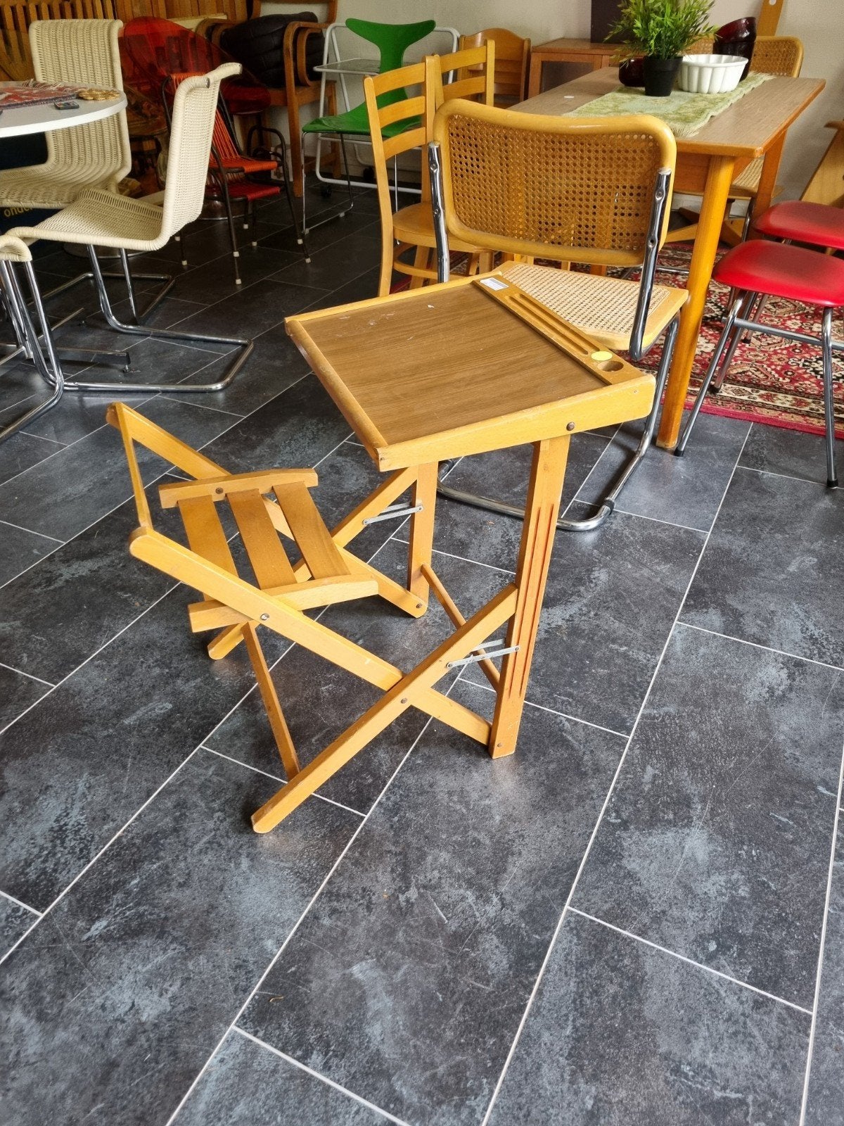 Vintage opklapbaar schoolbankje, Ophalen, Stoel(en)