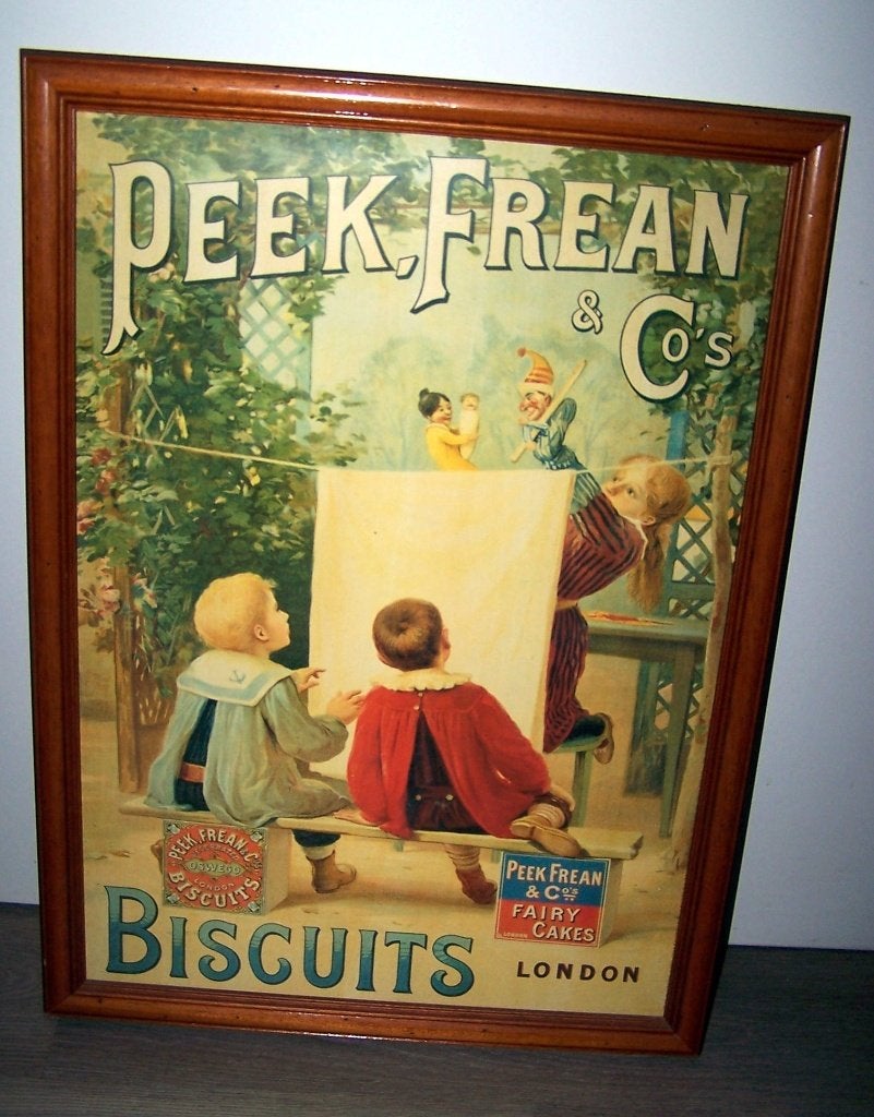 Antieke grote originele reclameaffiche Peek Frean Biscuits., Antiek en Kunst, Ophalen of Verzenden