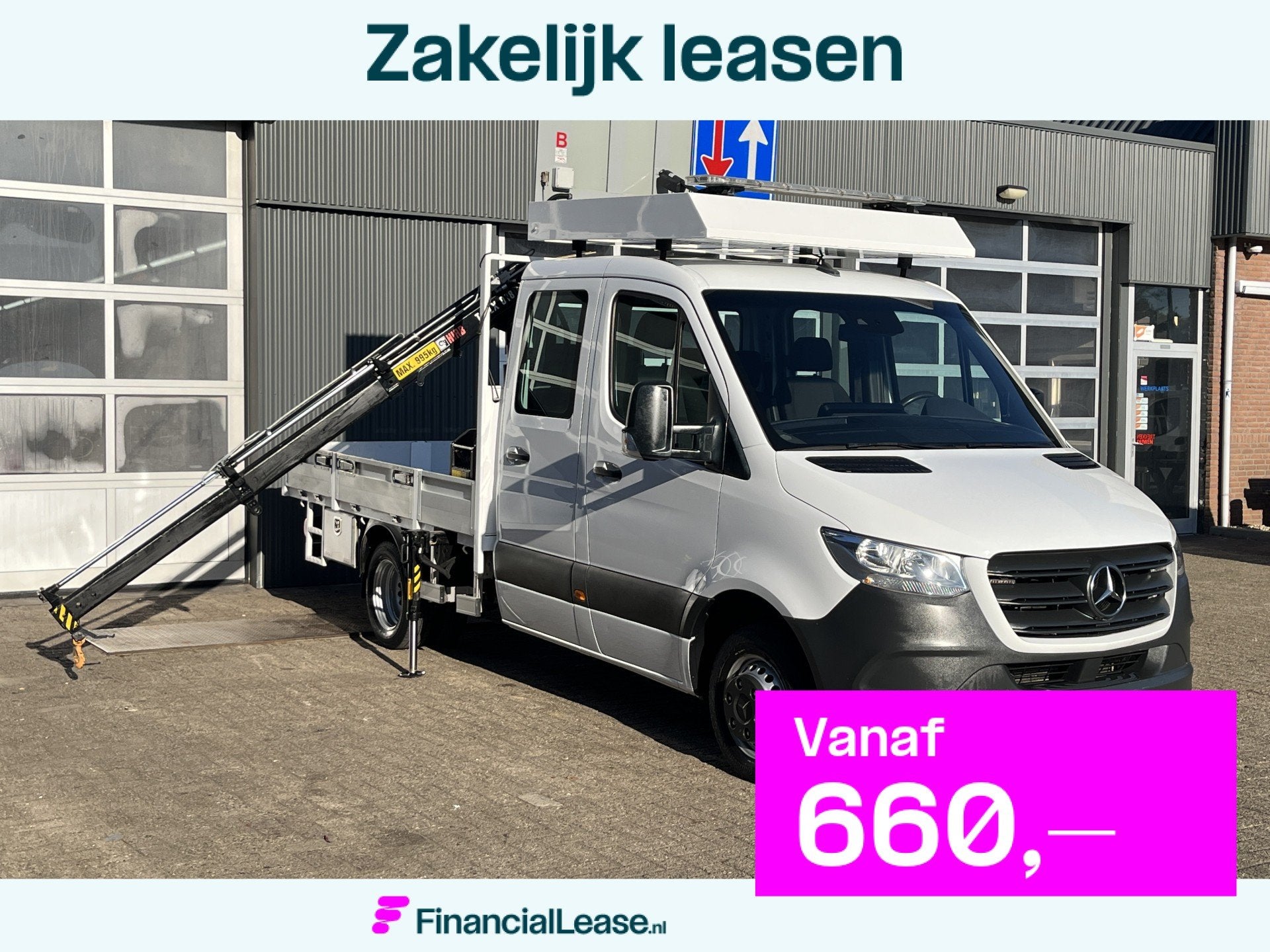 Mercedes-Benz Sprinter 514 CDI 366 Hiab Laadkraan 018T Trekh, Stof, Gebruikt, Wit, Bedrijf