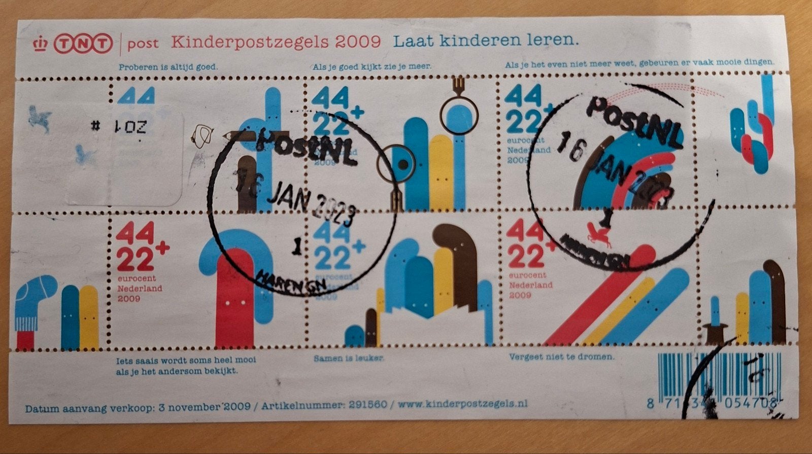 Velletje Kinderpostzegels 2009 - Gestempeld, Ophalen of Verzenden