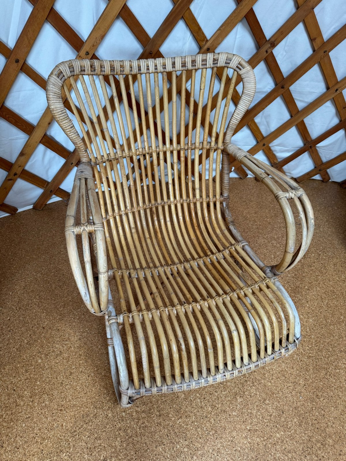 Vintage rotan fauteuil - Gebruikt, Ophalen, Gebruikt, Overige kleuren, Riet of Rotan