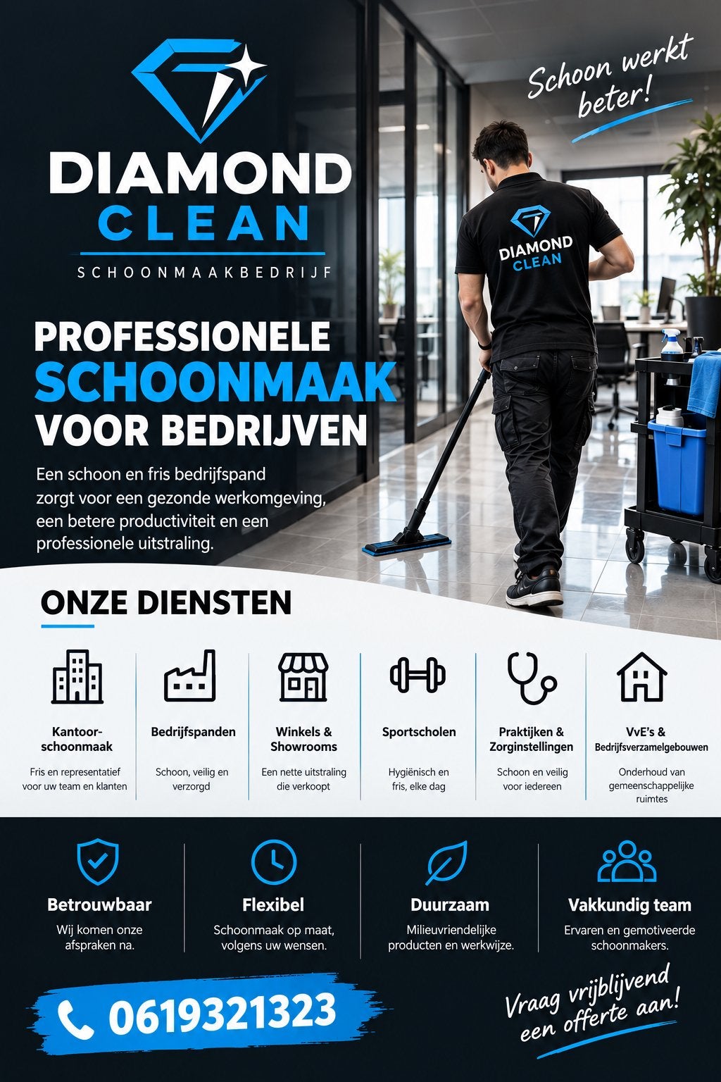 DIAMOND CLEAN – PROFESSIONELE SCHOONMAAK VOOR BEDRIJVEN, Vacatures, Vanaf 10 jaar, Overige vormen
