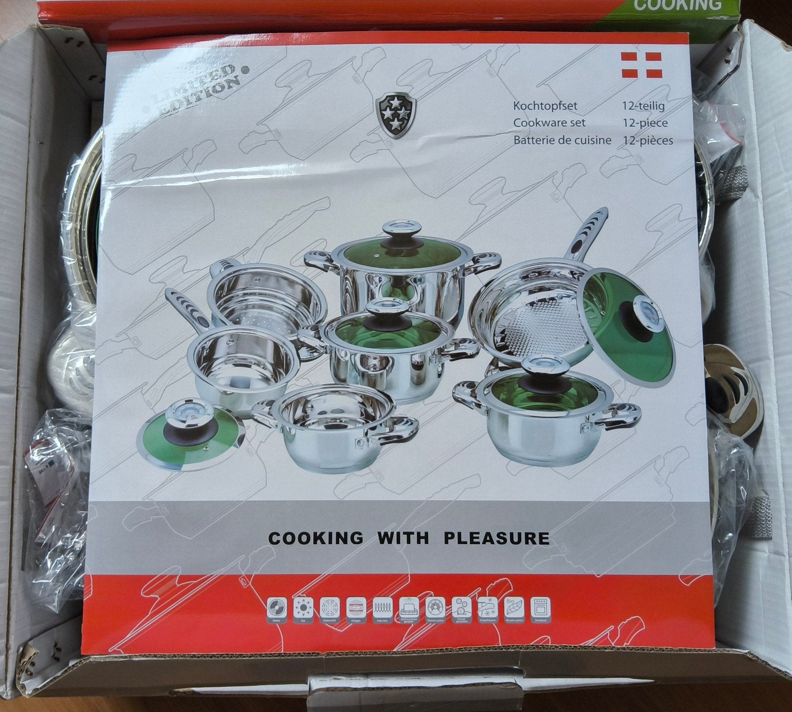 Green Cooking Pannenset - 12-delig, Huis en Inrichting, Ophalen, Nieuw, Rvs, Pannenset