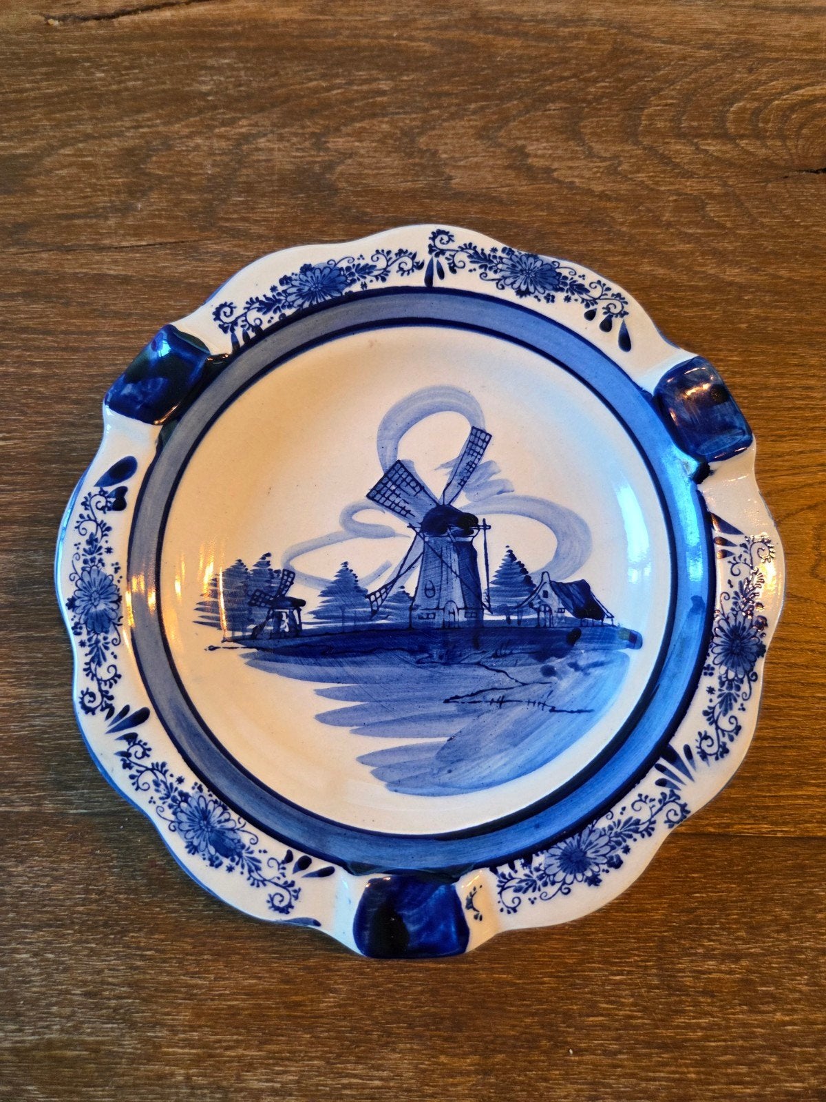 Delfts Blauw Asbak met Molen Decoratie, Antiek en Kunst, Ophalen of Verzenden