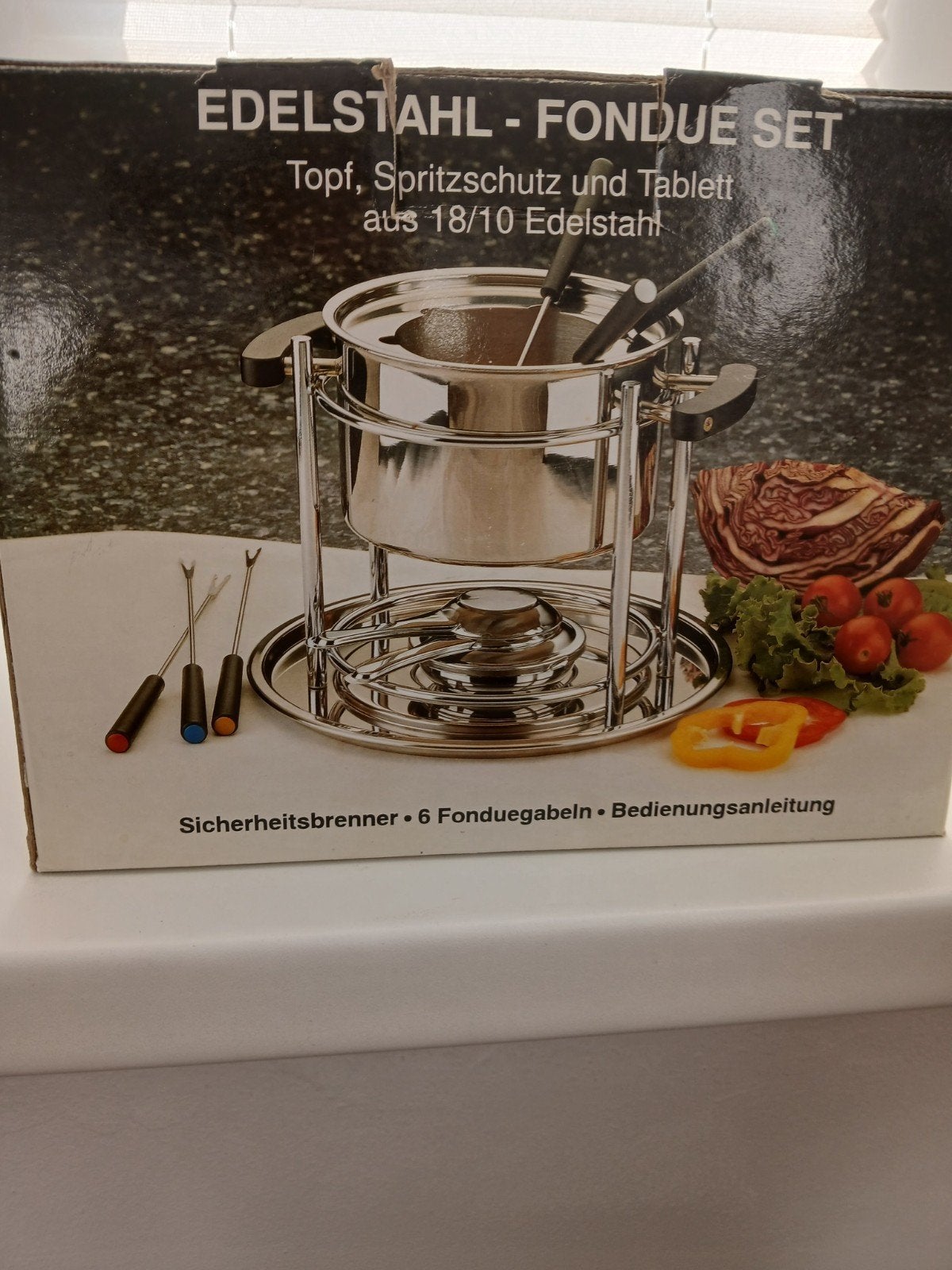 Fondueset incl. 6 fonduevorken, Witgoed en Apparatuur, Fonduesets, Ophalen of Verzenden, Nieuw, Brander, Fondueset