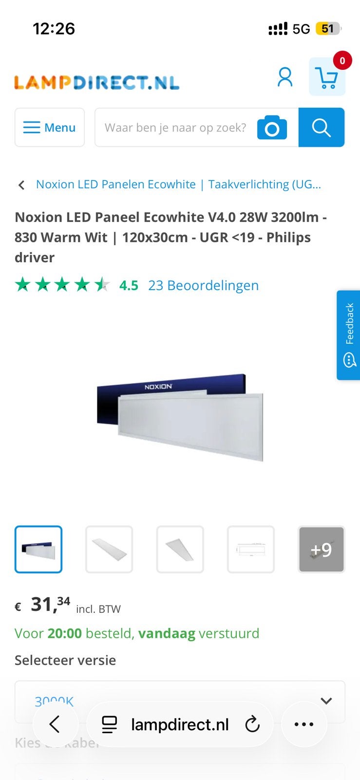 Noxion Led paneel - 6x, Ophalen, Zo goed als nieuw, Minder dan 50 watt