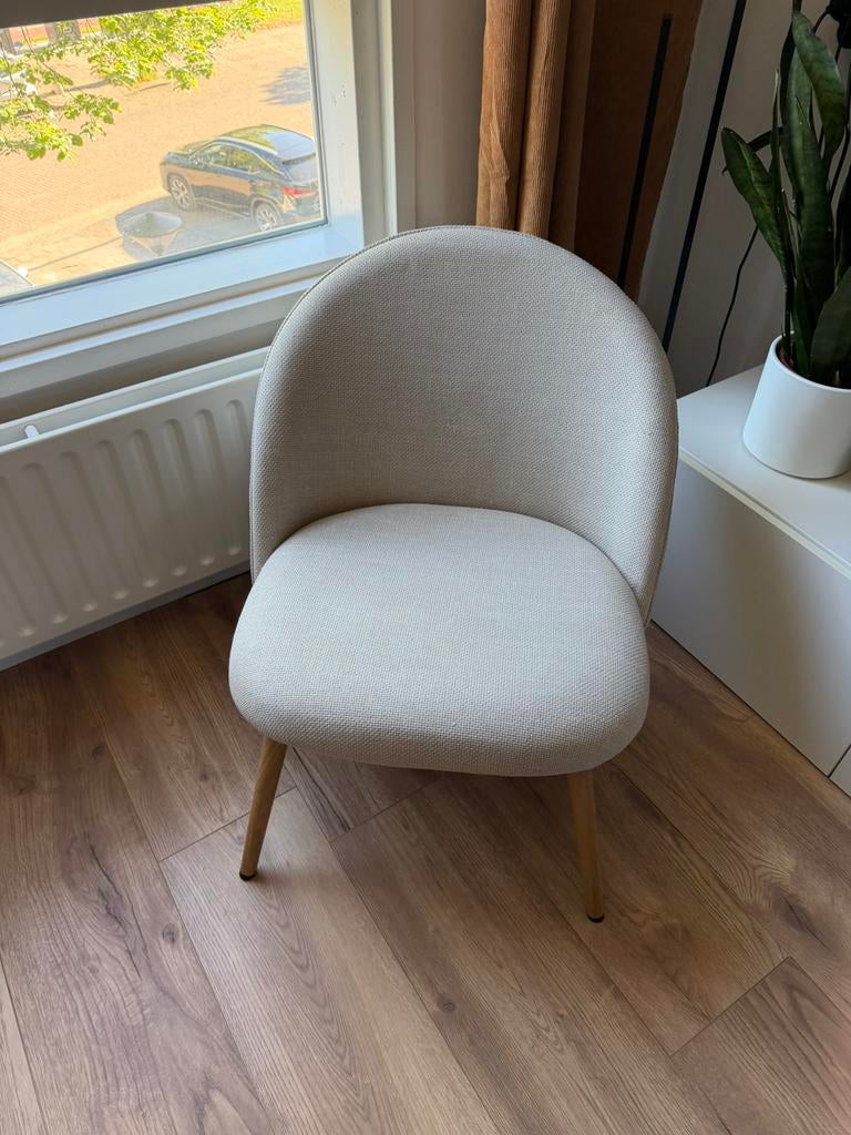 Fauteuil beige, stoel beige Jysk, Huis en Inrichting, Fauteuils, Ophalen, Gebruikt