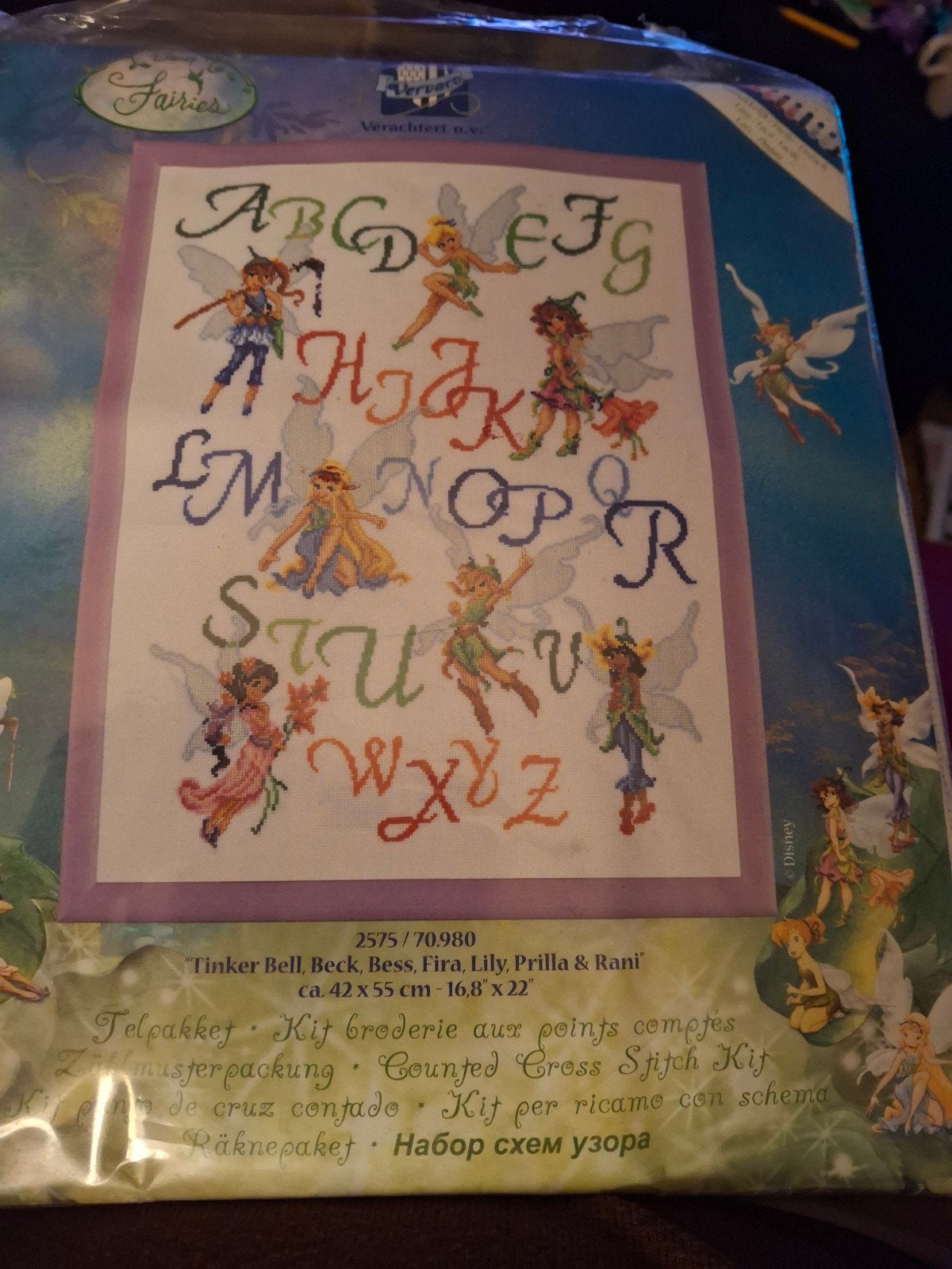 Fairies A.B.C borduurpakket., Ophalen of Verzenden, Nieuw, Handborduren, Borduurpakket
