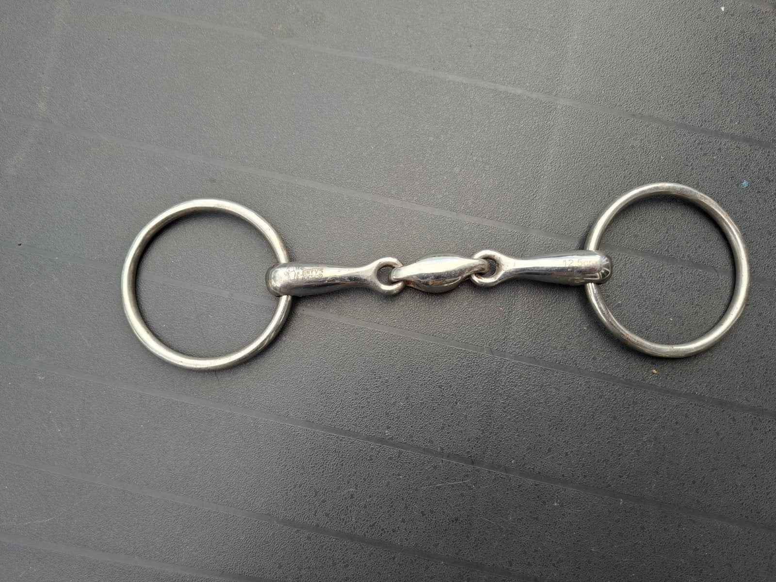 Harry's Horse bustrens dubbel gebroken RVS 12,5cm, Dieren en Toebehoren, Ophalen, Zo goed als nieuw, Dressuur