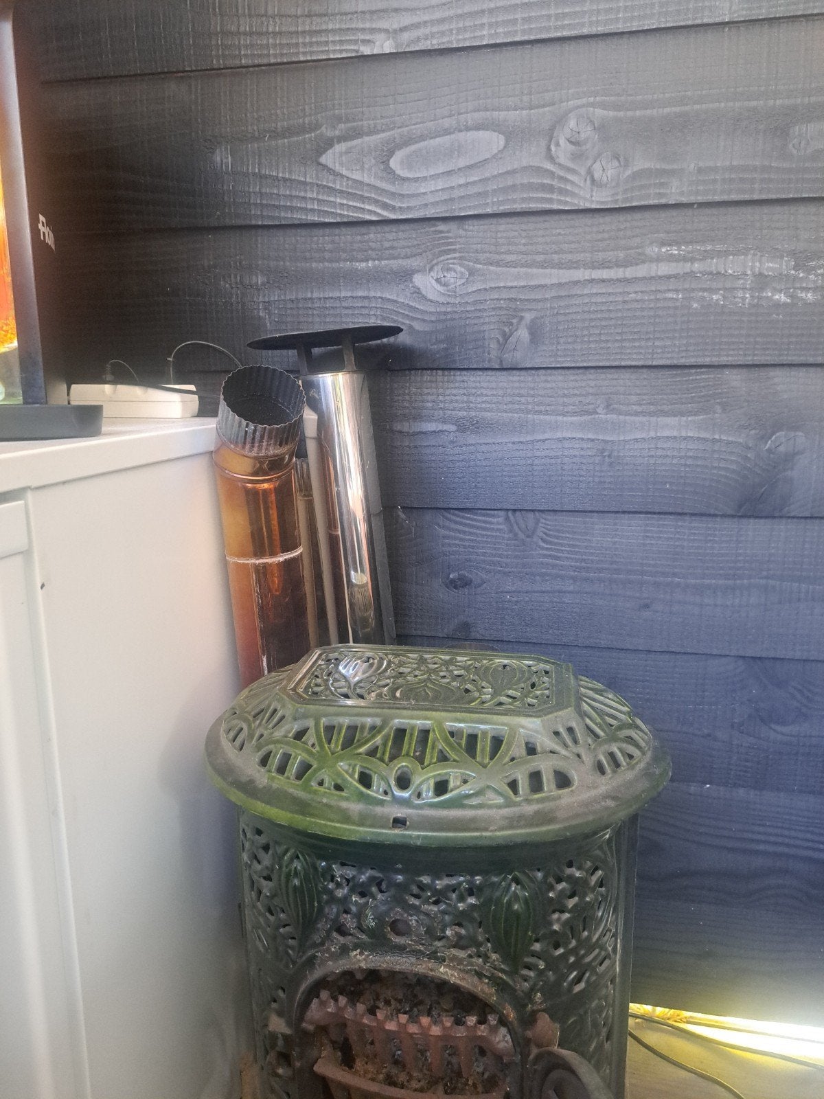 Antieke Franse houtkachel - gietijzer, Gebruikt, Houtkachel, Ophalen of Verzenden, Vrijstaand