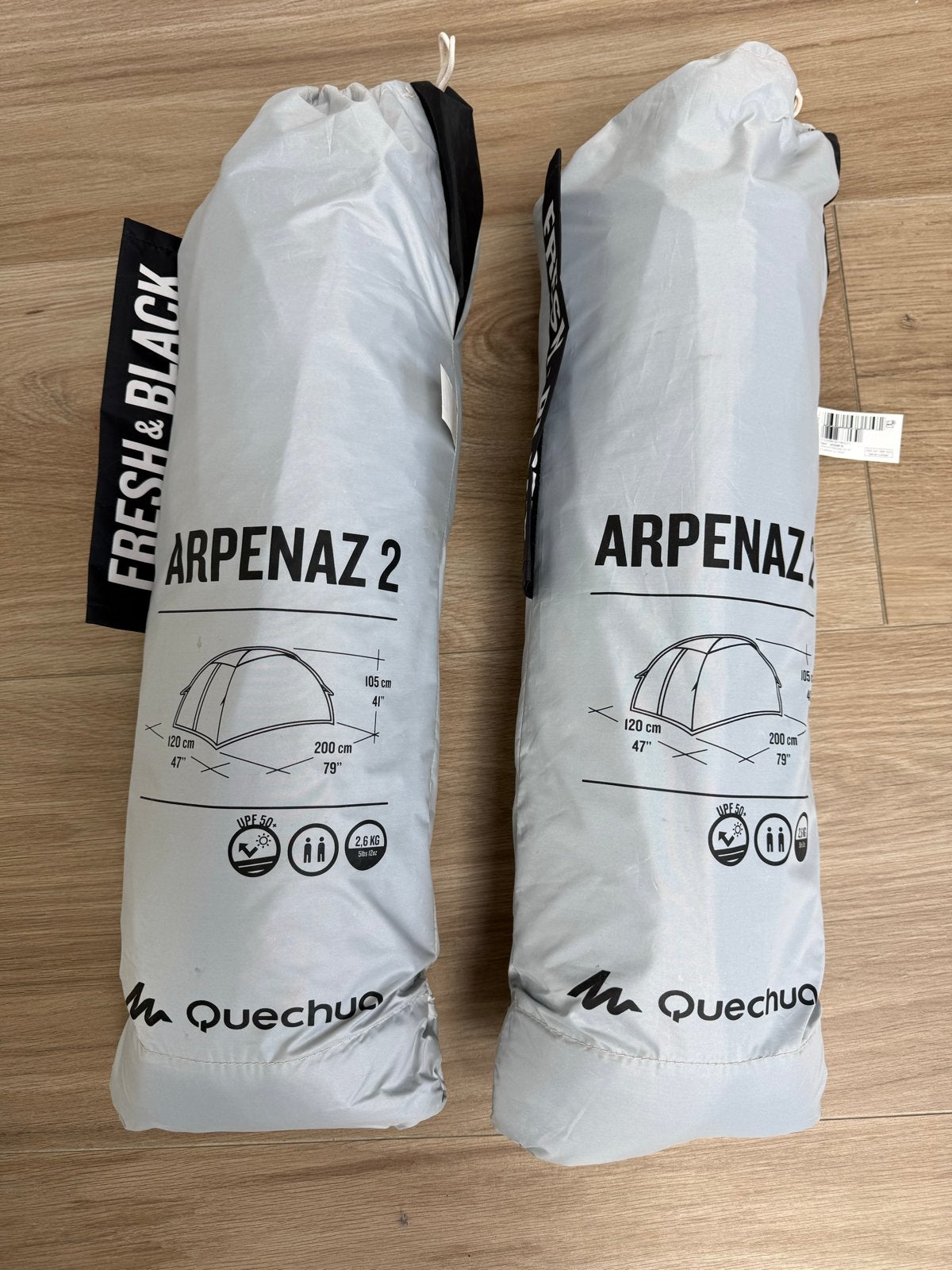 2x Decathlon Quechua Arpenaz 2 Fresh & Black tentjes, Caravans en Kamperen, Ophalen, Zo goed als nieuw, Tot en met 2