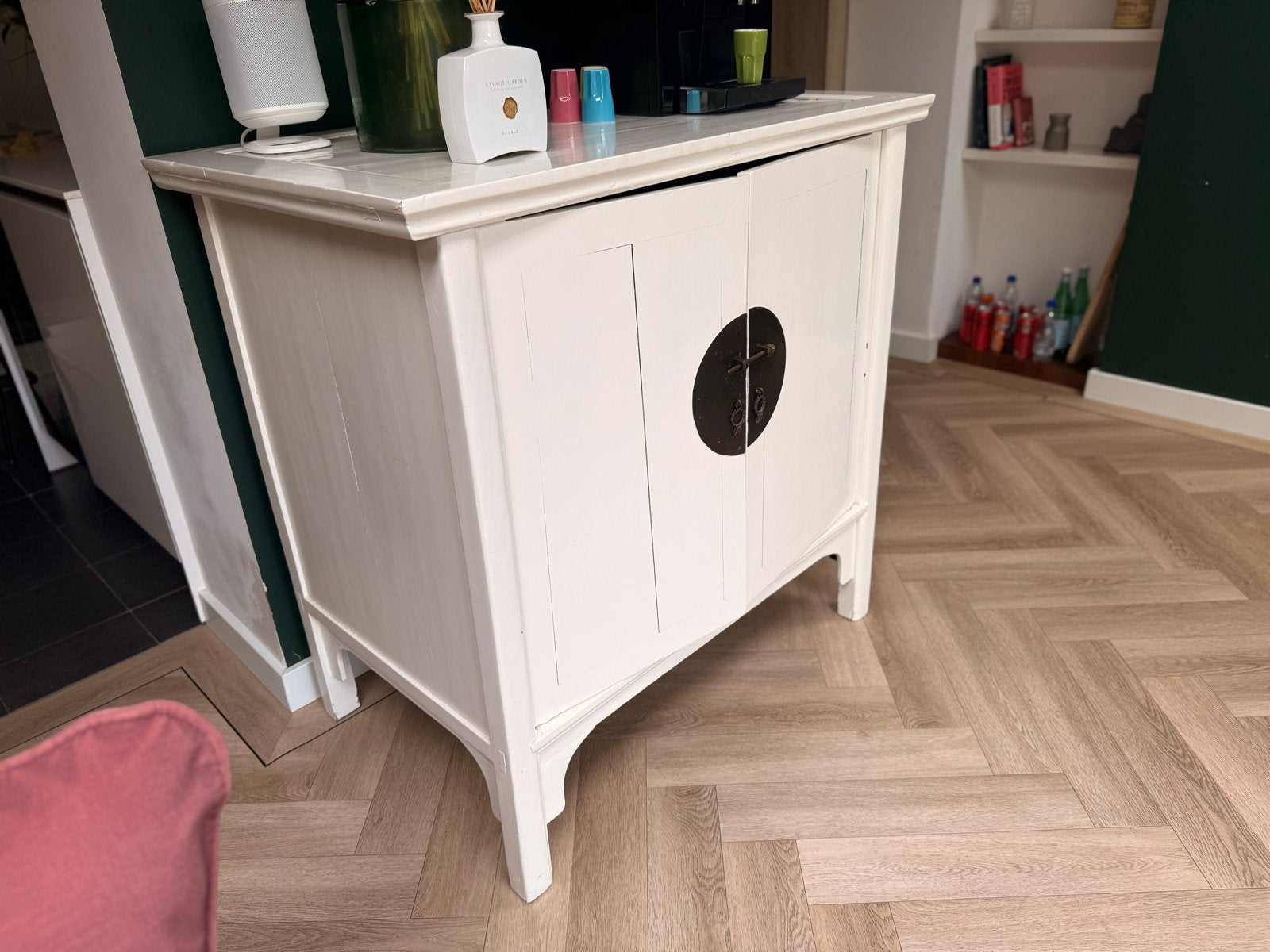 Wit Chinees kastje met lades - 104x105x68 cm, Ophalen, Gebruikt