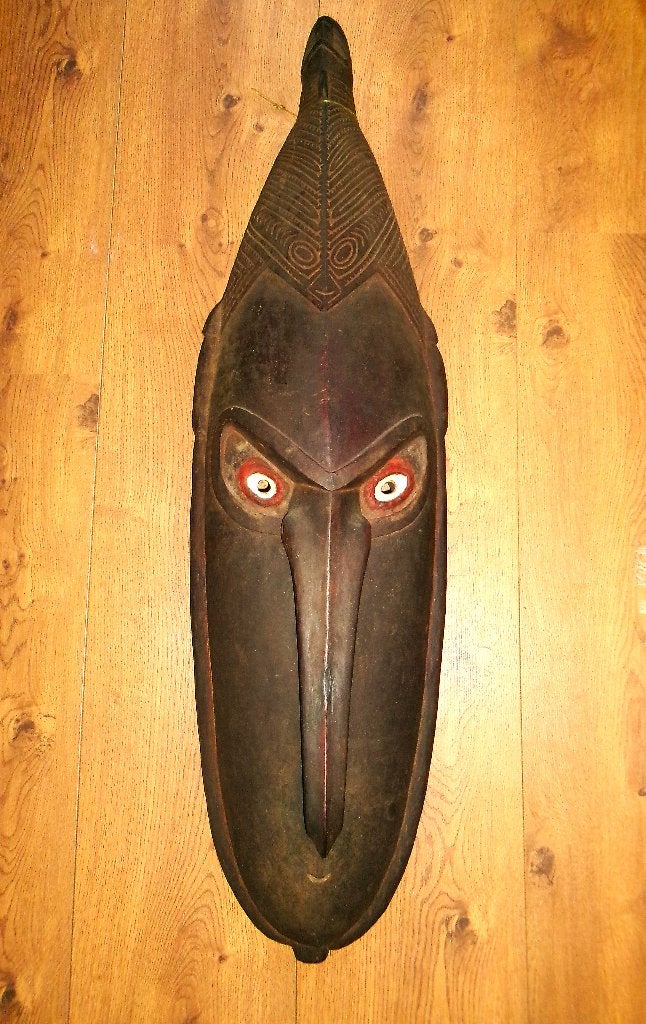 Houten masker van de Papua's, Antiek en Kunst, Hout, Bruin, Handgemaakt, Indonesië