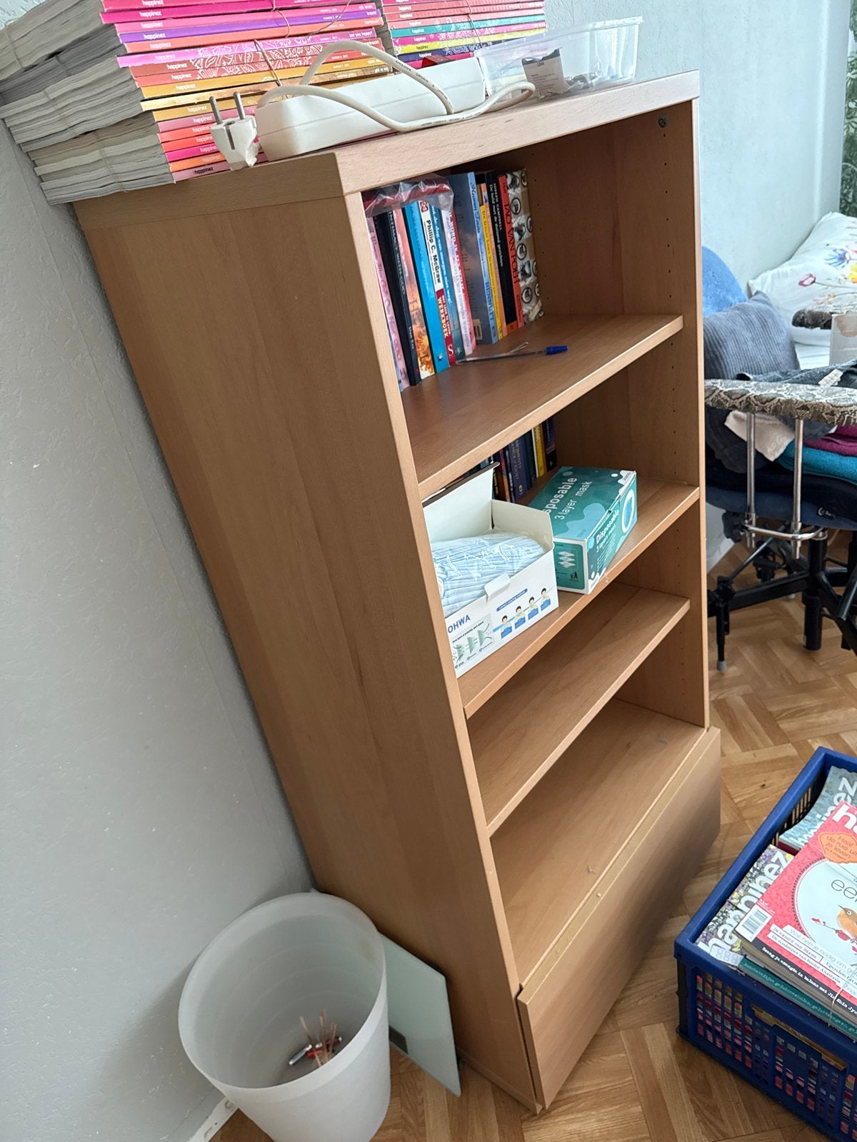 Houten Boekenkast met Planken en Lade - Gebruikt, Ophalen, Gebruikt, 50 tot 100 cm, Met lade(s)