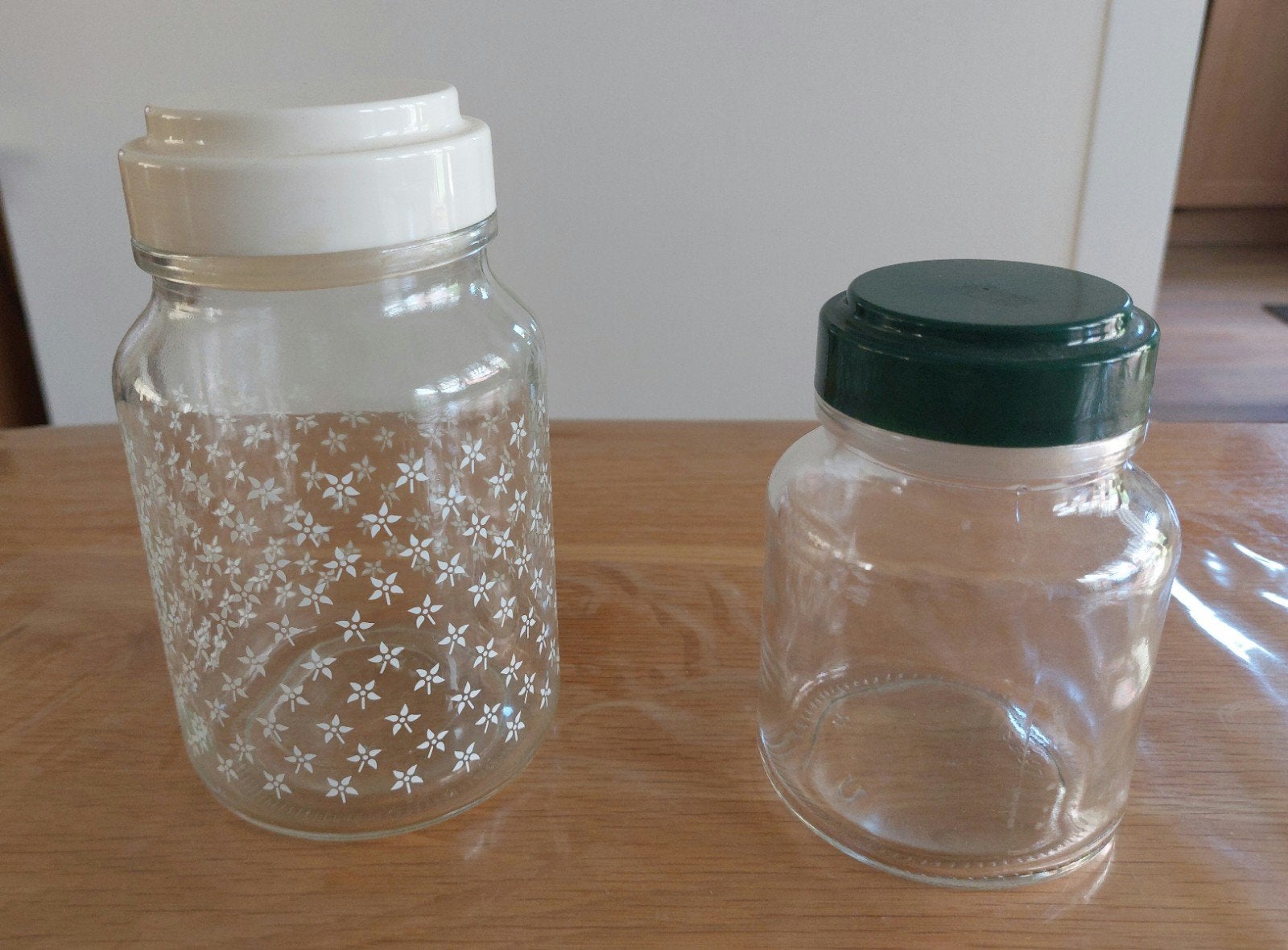 Set van 2 glazen voorraadpotten met deksel, Huis en Inrichting, Keuken | Keukenbenodigdheden, Voorraadpot, Ophalen, Gebruikt, Glas