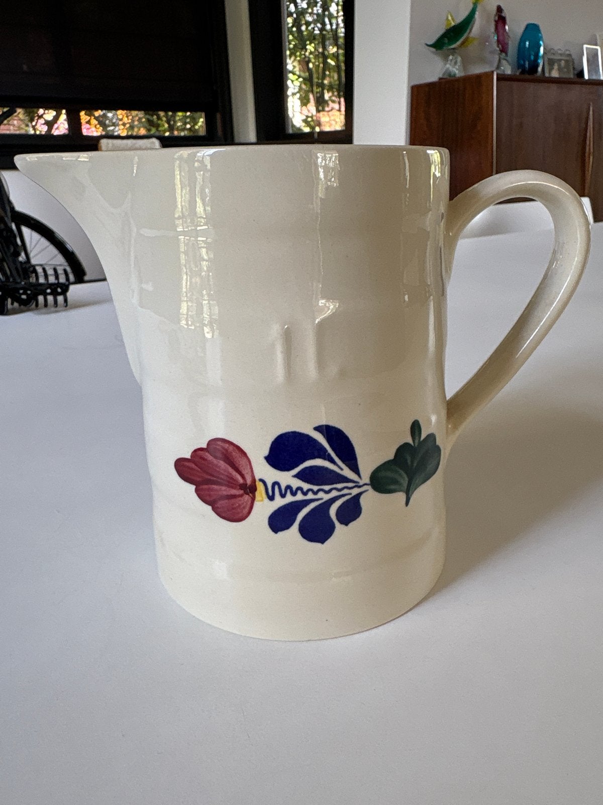 Boch boerenbont melkkan - Vintage Belgisch aardewerk, Antiek en Kunst, Antiek | Keramiek en Aardewerk, Ophalen of Verzenden