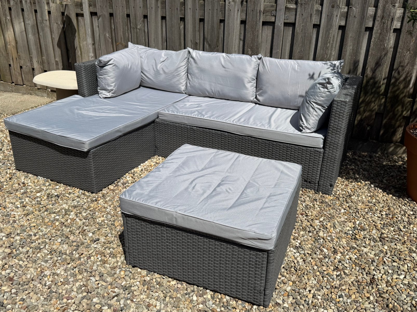 Loungeset Rotan Grijs, Ophalen, Zo goed als nieuw, Rotan, Loungeset