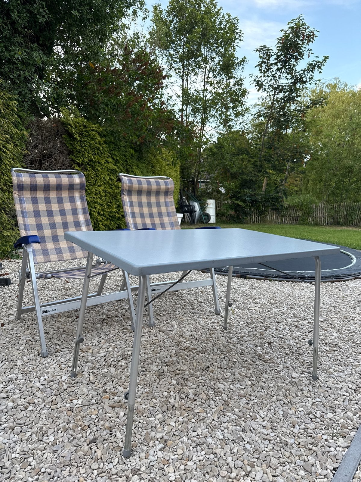 Dukdalf campingstoelen (2x) en verstelbare campingtafel, Caravans en Kamperen, Ophalen, Zo goed als nieuw, Campingstoel