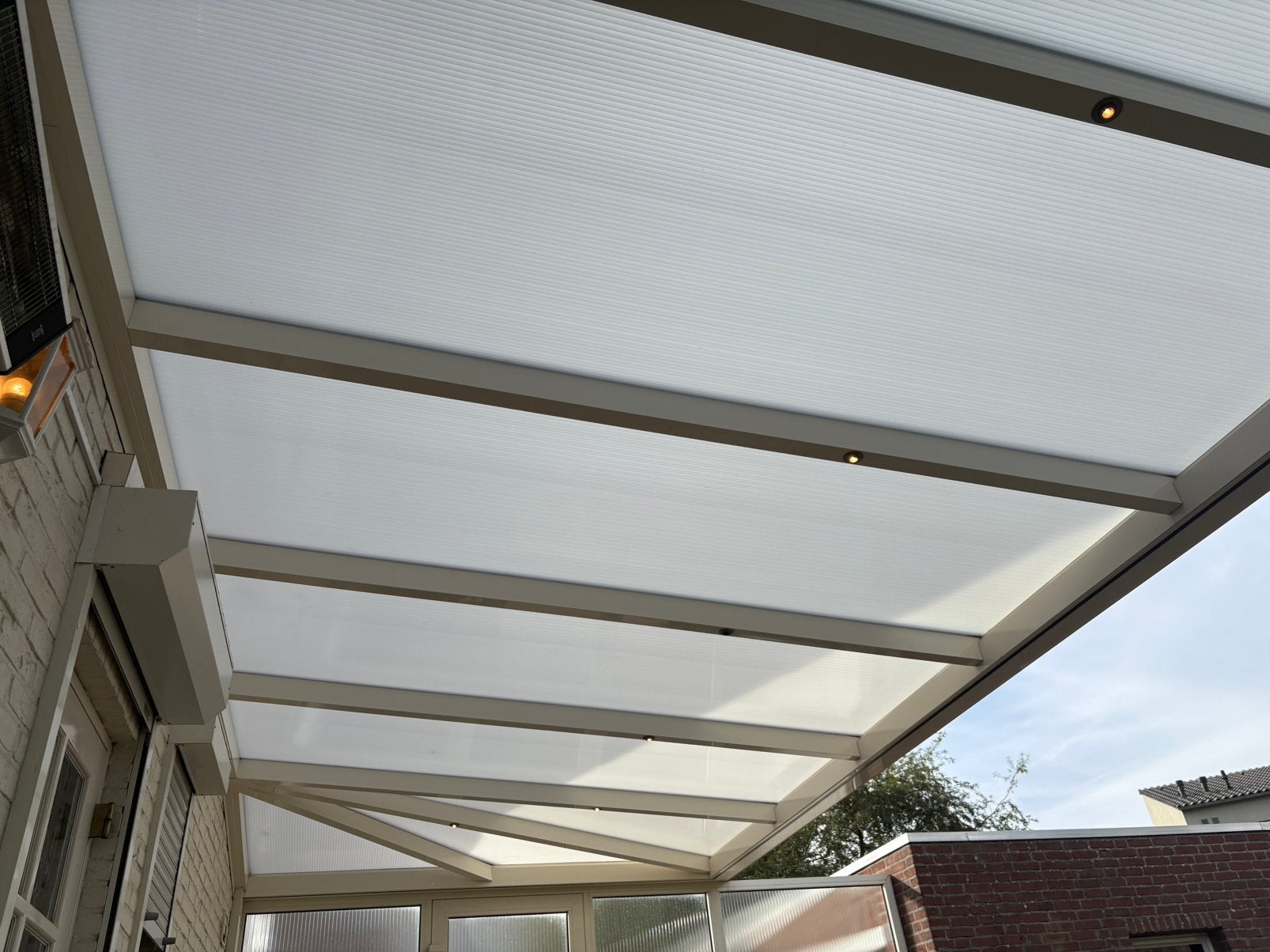 Aluminium overkapping 630x290 cm – verlichting en zijwanden, Ophalen, Gebruikt, Veranda