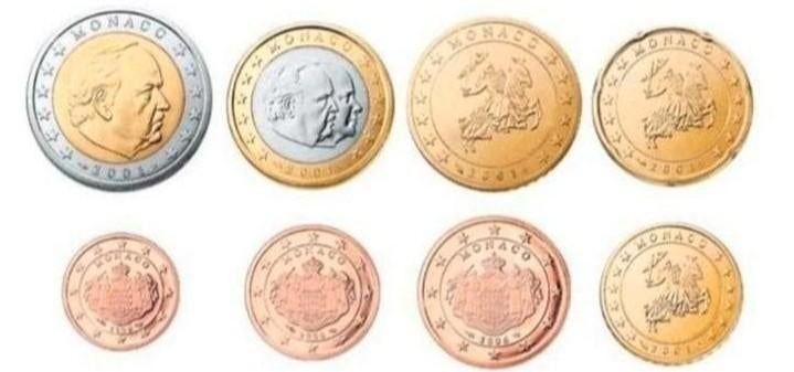 Monaco Losse Munten(1cent t/m 2euro)(2001 t/m 2016)UNC+BU, Postzegels en Munten, Munten | Europa | Euromunten, Verzenden, Monaco
