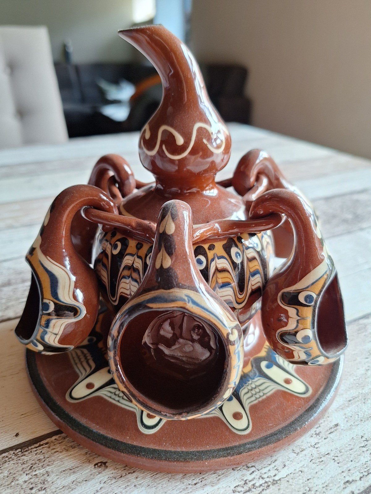 Vintage Bulgaarse Aardewerk Rakia Set - Handgemaakt, Antiek en Kunst, Ophalen of Verzenden