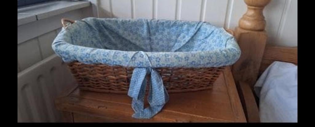 Vintage jaren '60 rieten luiermand met uitneembare bekleding, Ophalen of Verzenden