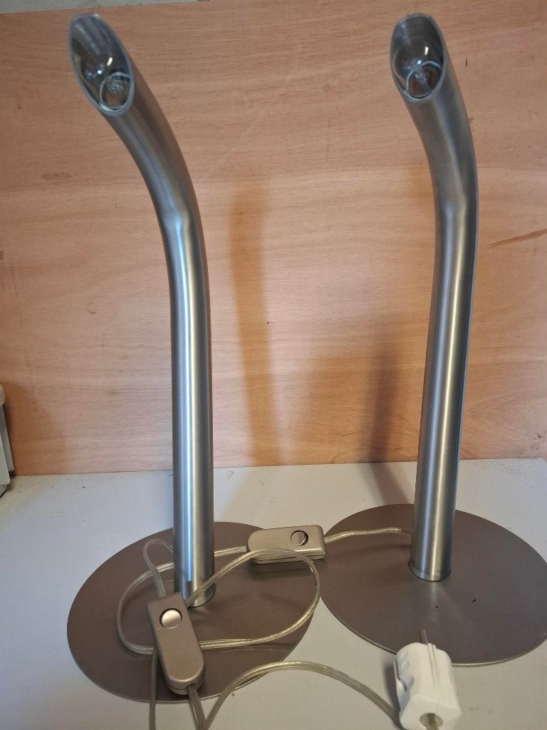 2 rvs tafel lampen, Ophalen, Met schakelaar, Gebruikt, 40 cm