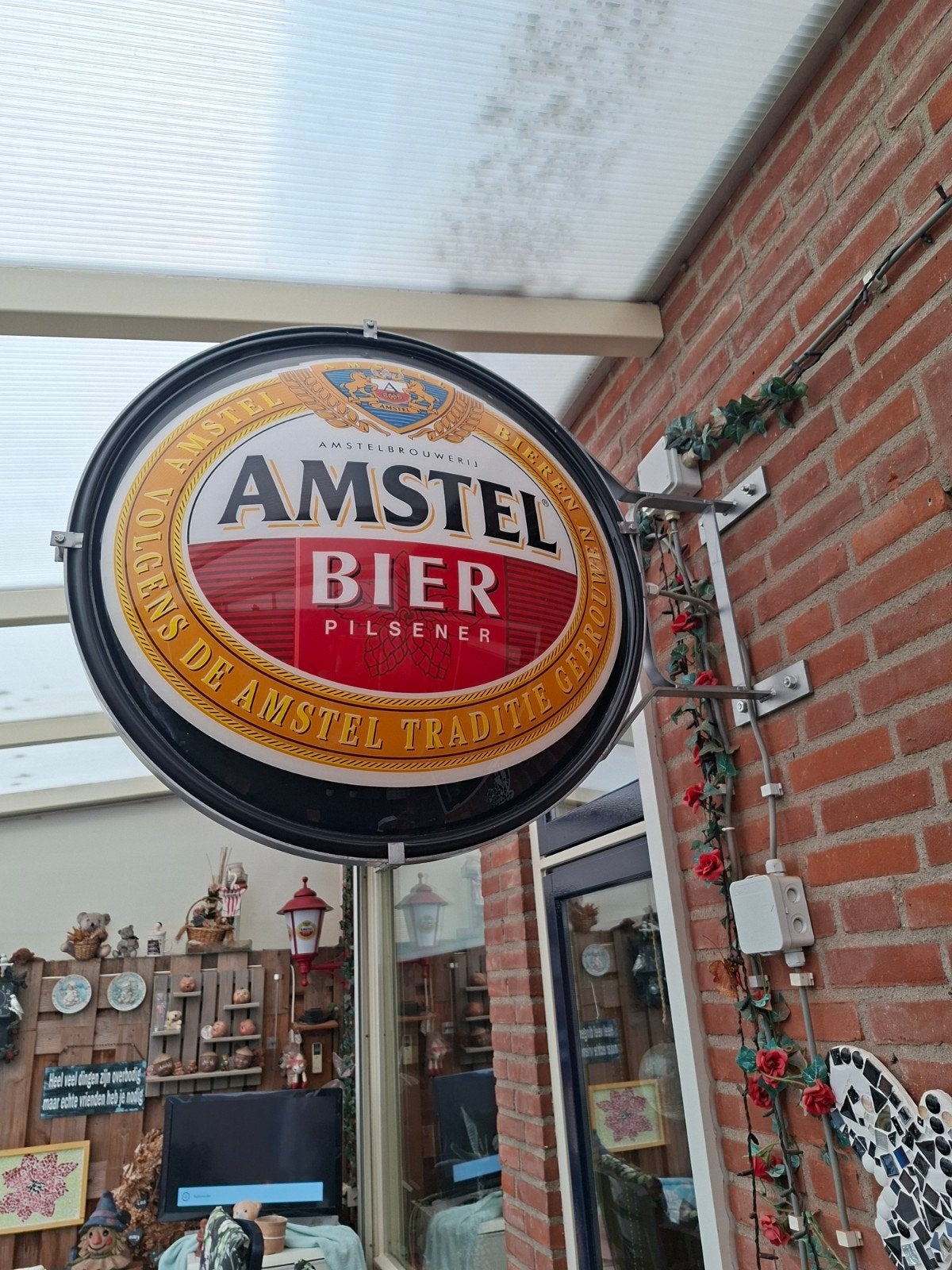 Amstel Bier lichtbak gevel reclame schaal met verlichting, Verzamelen, Ophalen, Zo goed als nieuw, Reclamebord, Plaat of Schild