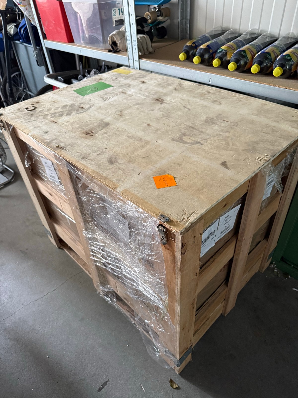 Stevige houten kist met deksel en sluitingen, Ophalen, Gebruikt, 60 cm of meer, 75 tot 100 cm