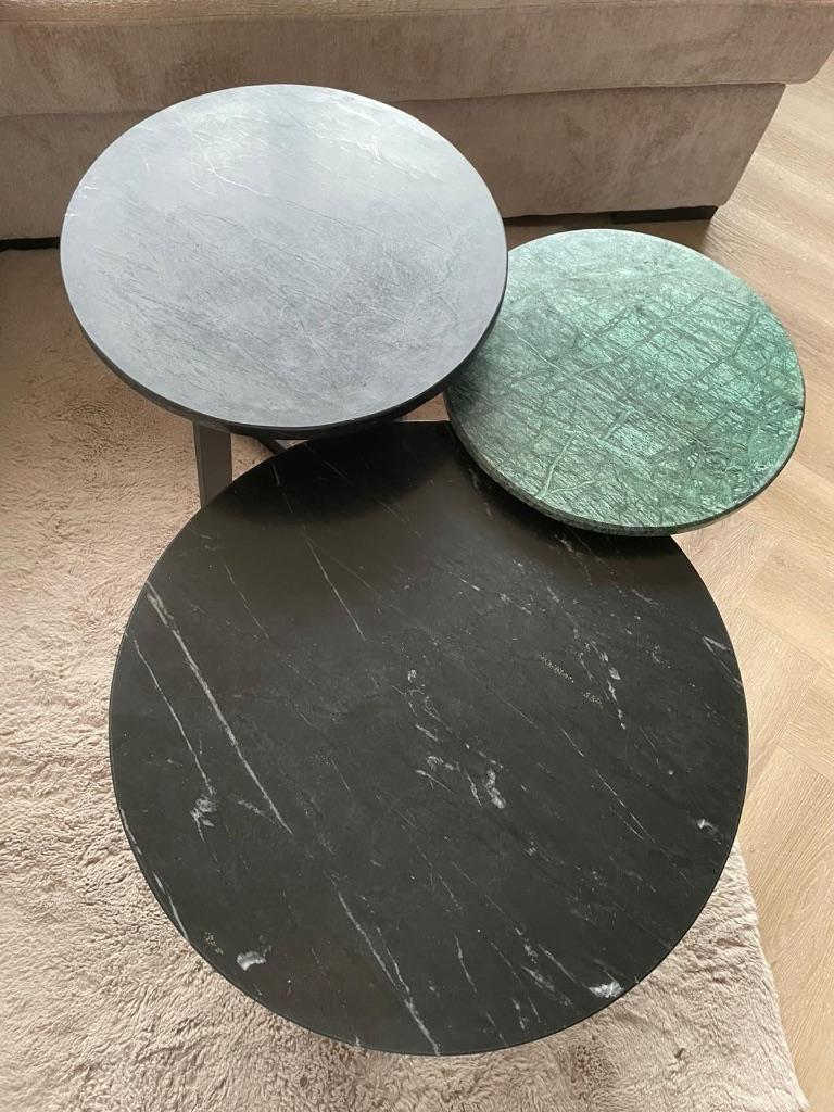 Set van 3 marmeren salontafels, Ophalen, Gebruikt, 50 tot 100 cm, Rond